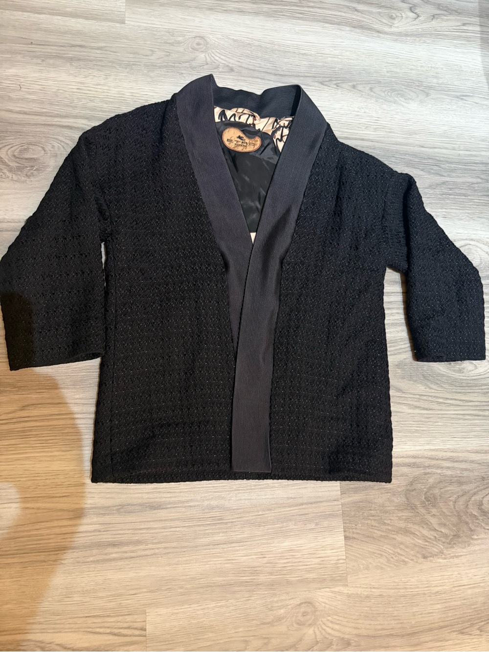 Women's Black Open-Front Textured Blazer Jacket